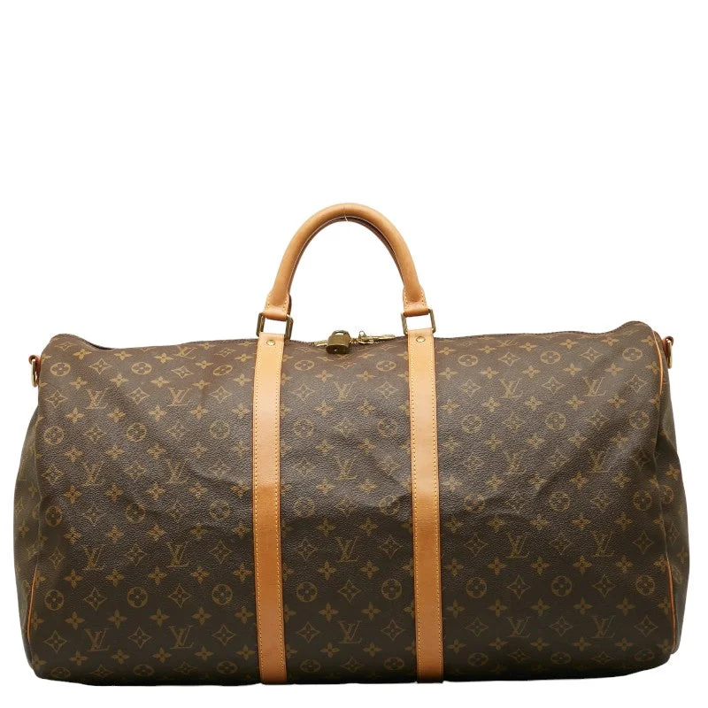 Louis Vuitton bags with a chain - link trim and a leather body for a modern edgeLouis Vuitton Monogram Keepall Bandouliere 60 Boston Bag M41412 Brown