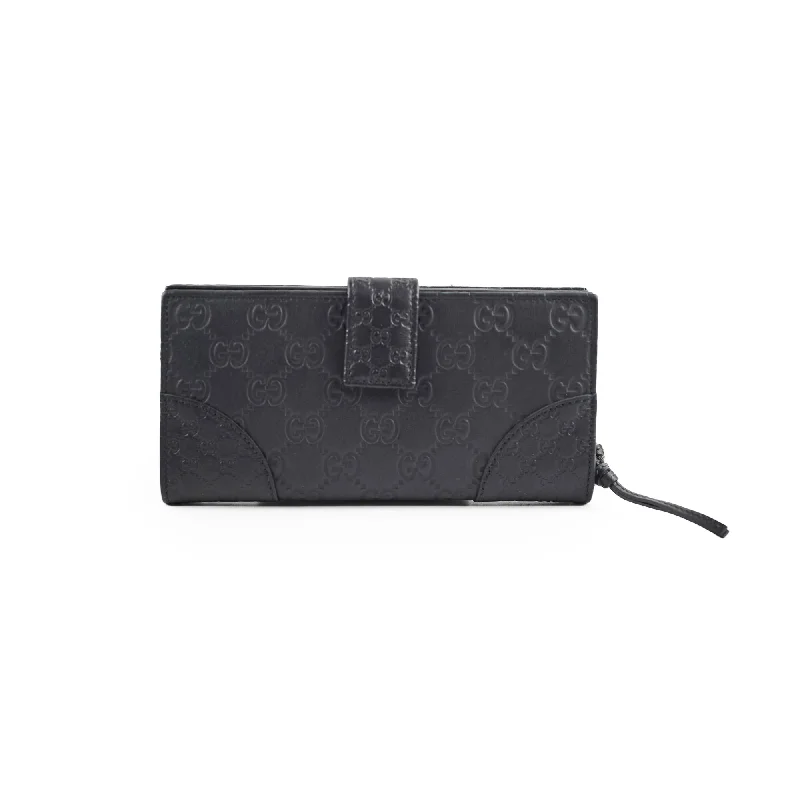 Medium - sized Women Gucci handbags for everyday useGucci Leather Long Wallet Black