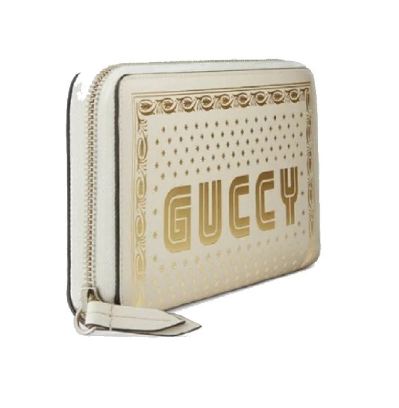 Medium - sized Women Gucci handbags for everyday useGucci Sega Guccy Stars White Moon Gold Zipper Leather Wallet 510488