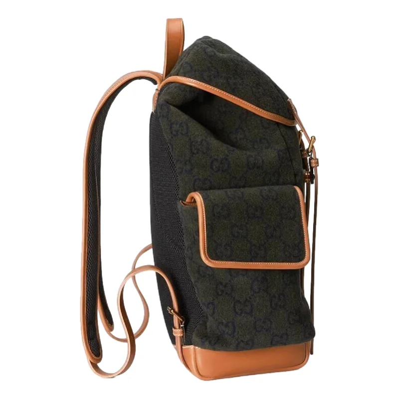 Gucci Marmont bags for women with gold - toned hardwareGucci Dark Green Wool Guccisima GG Large Backpack