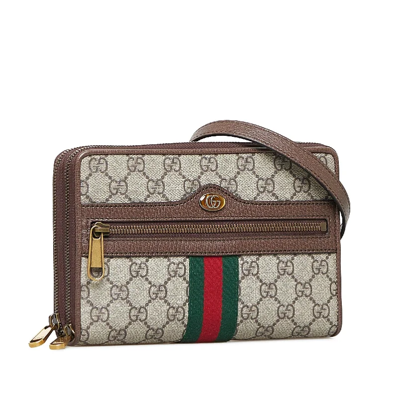 Women Gucci bags with a zip - around closure for securityGucci GG Supreme Ophidia Crossbody Bag (SHG-OLoA2T)