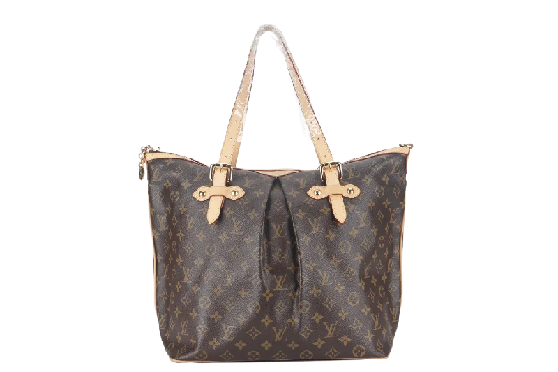 Louis Vuitton bags with a chain - link trim and a leather body for a modern edgeLOUIS VUITTON PALERMO GM MONOGRAM WITH STRAPS AND DUST COVER