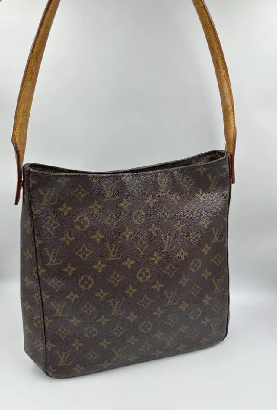 Louis Vuitton bags with a chain - link trim and a leather body for a modern edgeLouis Vuitton Monogram GM Looping Tote Bag