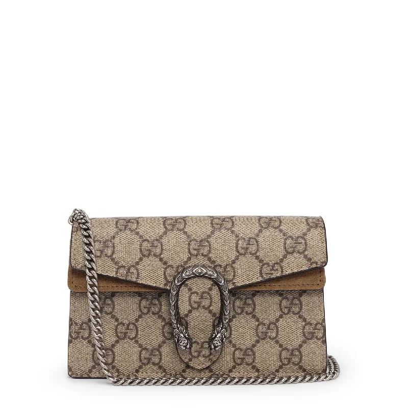 Women Gucci Sylvie bags with a leather - wrapped handleGucci Beige GG Supreme Super Mini Dionysus Bag