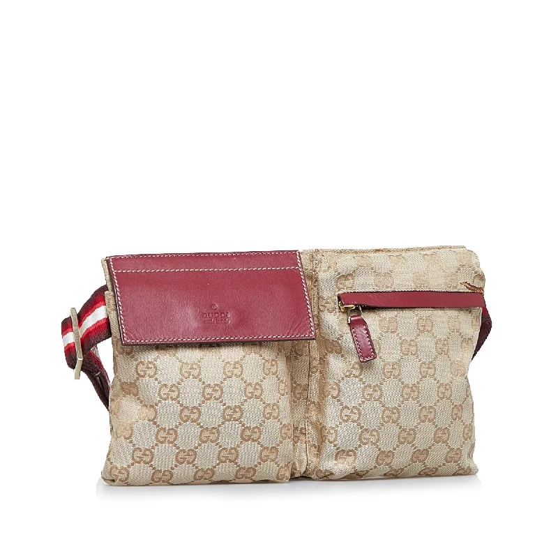 Women Gucci tote bags in GG Supreme canvas for a branded feelGucci GG Canvas Web Double Pocket Belt Bag (SHG-AZ2VIh)