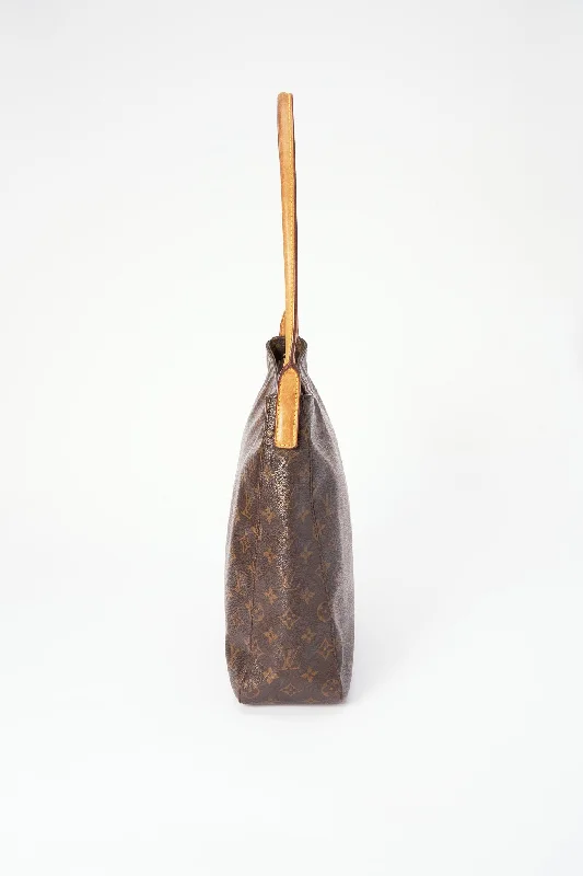 Louis Vuitton bags with a chain - link trim and a leather body for a modern edgeLouis Vuitton Monogram GM Looping Tote Bag