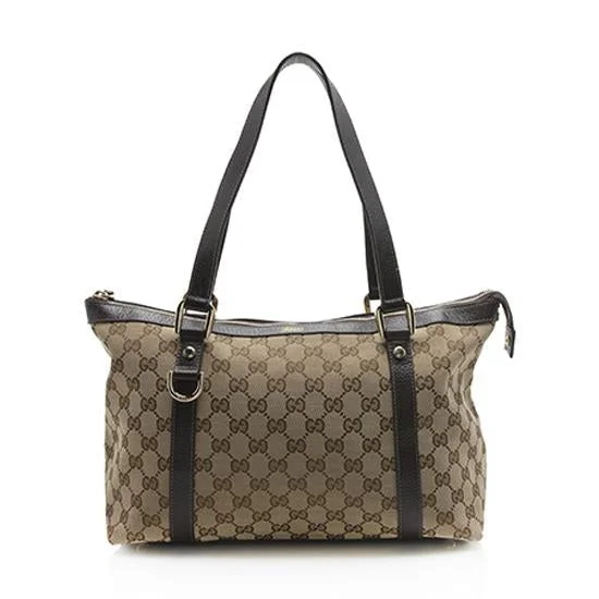 Gucci tote bags for women with a double - handle designGucci GG Canvas Abbey Medium Tote