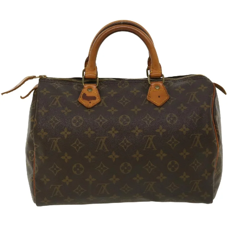 Louis Vuitton bags with a chain - link trim and a leather body for a modern edgeLouis Vuitton Brown Canvas Speedy 30 handbag bag