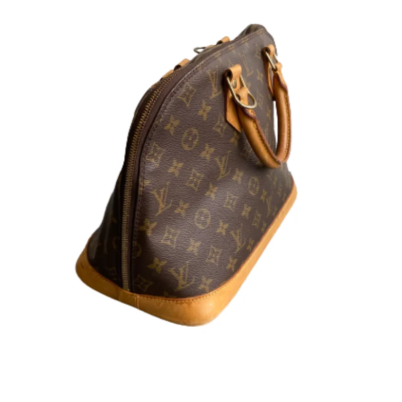 Louis Vuitton bags with a chain - link trim and a leather body for a modern edgeLouis Vuitton Brown Canvas Alma handbag bag