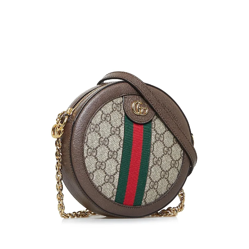 Ladies Gucci Dionysus bags with a detachable shoulder strapGucci Mini GG Supreme Round Ophidia Crossbody (SHG-Q0Y51W)