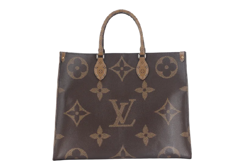 Louis Vuitton bags with a chain - link trim and a leather body for a modern edgeLOUIS VUITTON ONTHEGO GM (M44576) MONOGRAM GIANT CANVAS GOLD HARDWARE WITH DUST COVER AND BOX