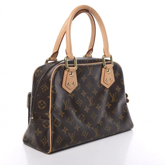 Louis Vuitton bags with a chain - link trim and a leather body for a modern edgeLouis Vuitton Monogram Canvas Manhattan PM Bag