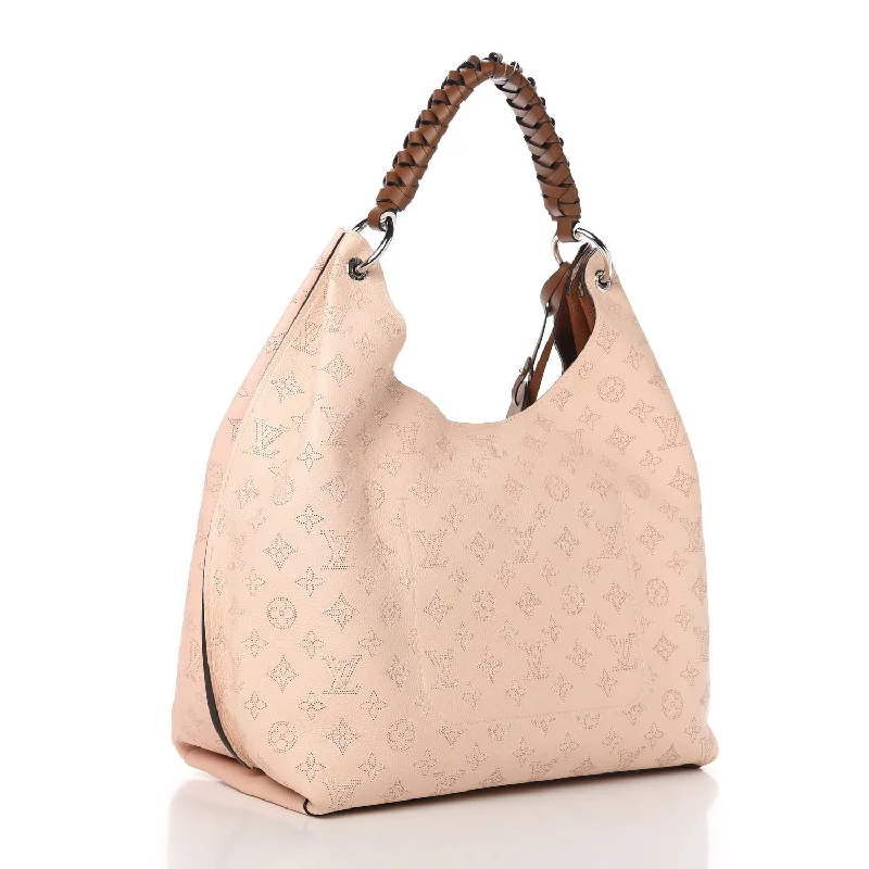 Louis Vuitton bags with a chain - link trim and a leather body for a modern edgeLOUIS VUITTON MAHINA CARMEL HOBO