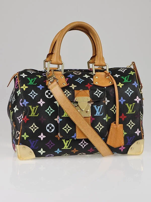 Louis Vuitton bags with a chain - link trim and a leather body for a modern edgeLouis Vuitton Monogram Multicolor Speedy 30 Black