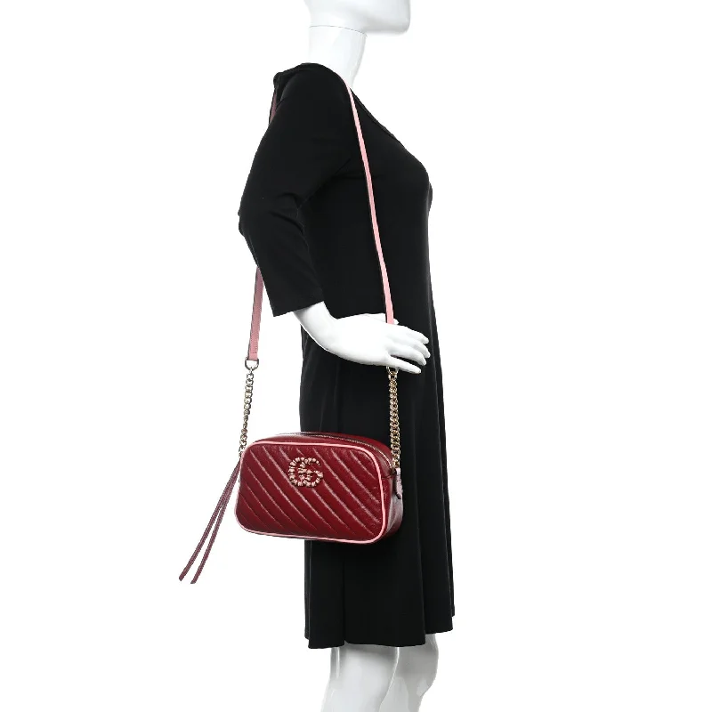 Ladies Gucci Dionysus bags with a chain - link shoulder strapGucci Marmont Red Leather Diagonal Matelasse Shoulder Bag 447632