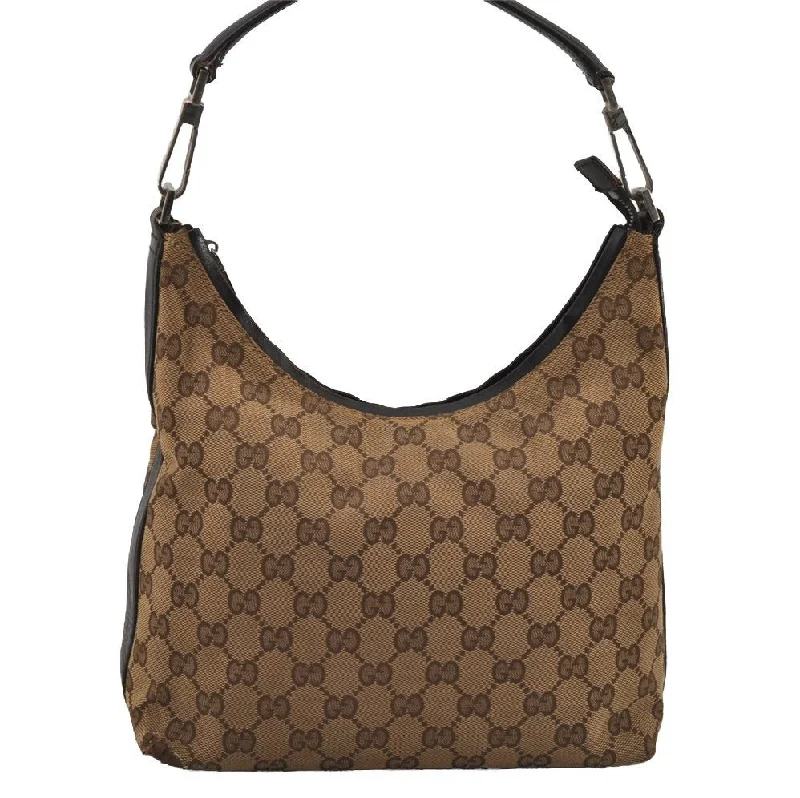 Gucci tote bags for women with a water - resistant coatingAuthentic GUCCI Hand Shoulder Bag Purse GG Canvas Leather 0000602 Brown 8533J