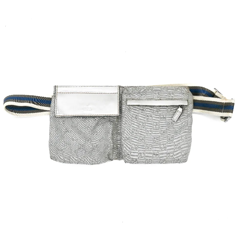 Women Gucci bags with a zippered interior pocketGucci Monogram Web Belt Bag in Silver