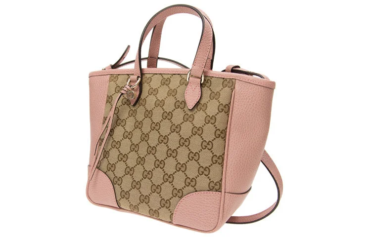 Women Gucci Sylvie bags with a leather - wrapped handle(WMNS) GUCCI GG Printing Single-Shoulder Bag Brown/Pink 449241-KY9LG-8609