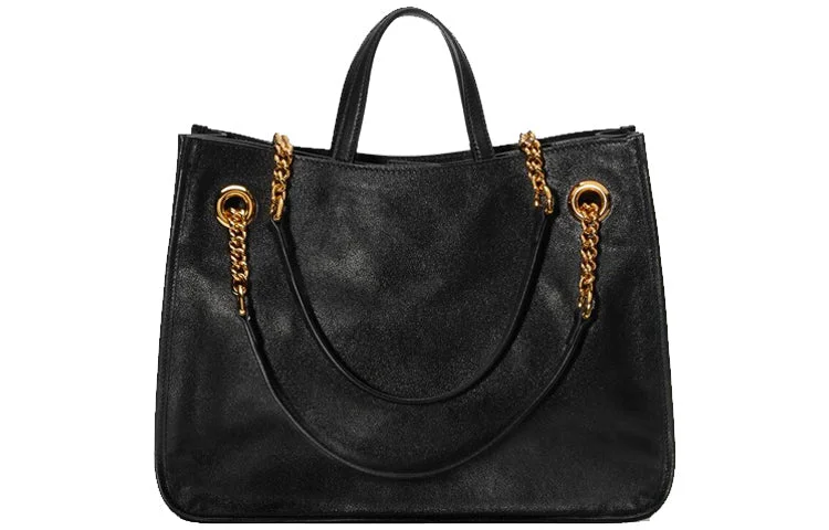 Gucci Marmont bags for women with a contrast - colored interior(WMNS) GUCCI 1955 Button Tote hand Bag Single Shoulder Bag Middle Black 621144-1U10G-1000