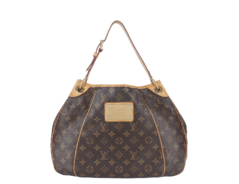 Louis Vuitton bags with a chain - link trim and a leather body for a modern edgeLOUIS VUITTON GALLERIA PM MONOGRAM CANVAS HOBO BAG GOLD HARDWARE WITH DUST COVER