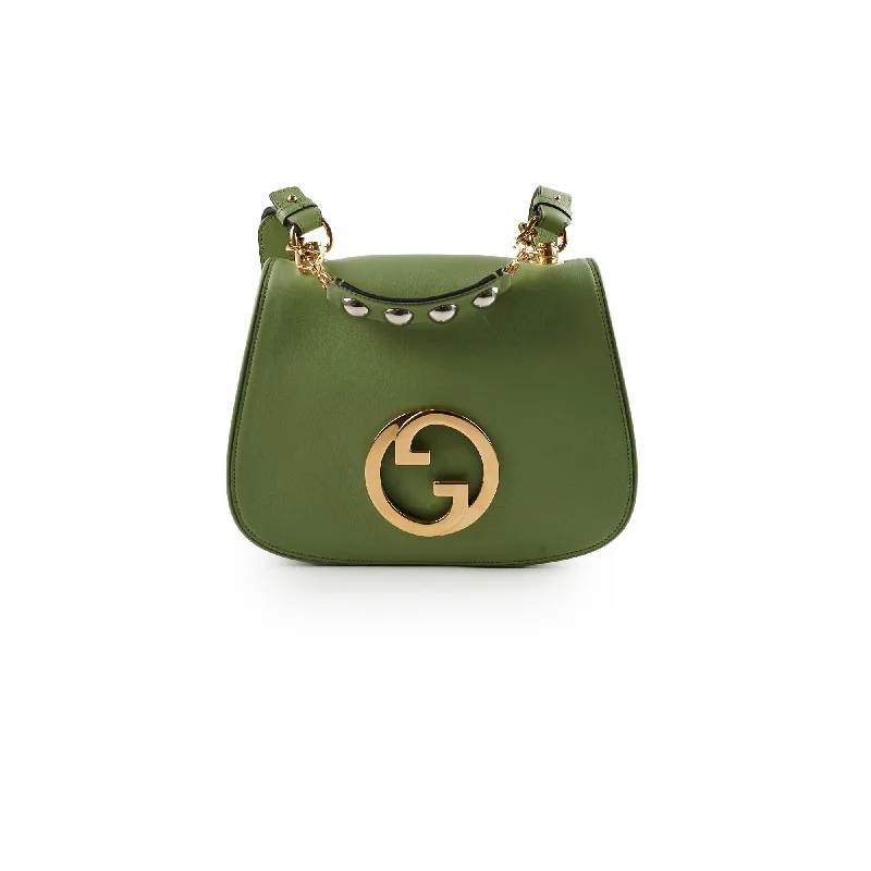 Women Gucci bags with a detachable mobile phone holderGucci Blondie Medium Top Handle Shoulder Bag Green