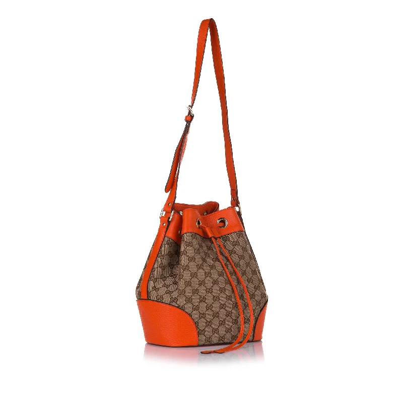 Women Gucci Sylvie bags with a detachable ribbon detailGucci GG Canvas Drawstring Bucket Bag (34536)