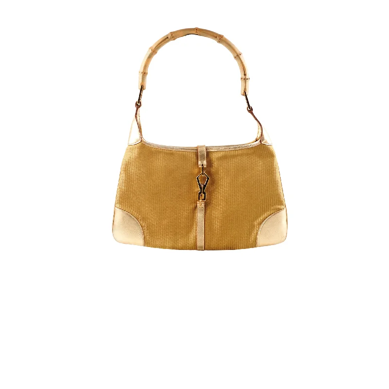 Women Gucci crossbody bags with a woven leather strapGucci Vintage Jackie Gold Shoulder Bag