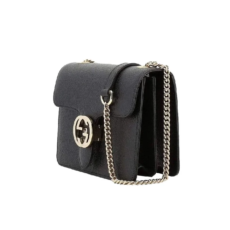 Ladies Gucci shoulder bags with a wide - width strapGucci Black Icon GG Interlocking Small Crossbody Bag 510304