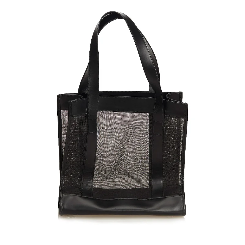 Gucci tote bags for women with a printed Gucci logoGucci Black Mesh Fabric Tote Italy