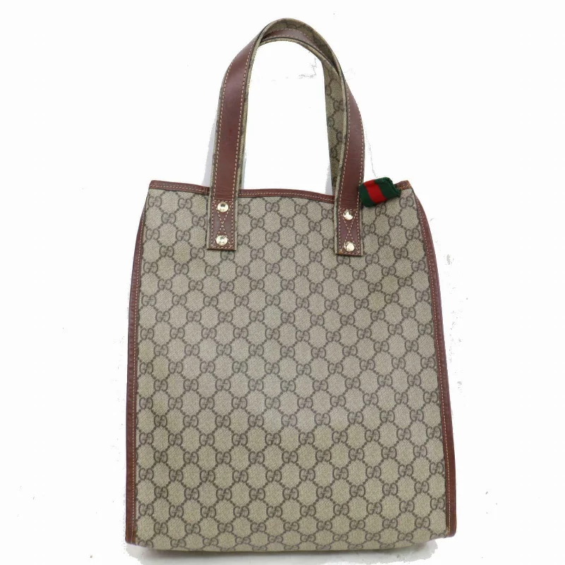 Women Gucci bags with a zippered interior pocketGucci Tote Bag Brown PVC (SHC1-15132)