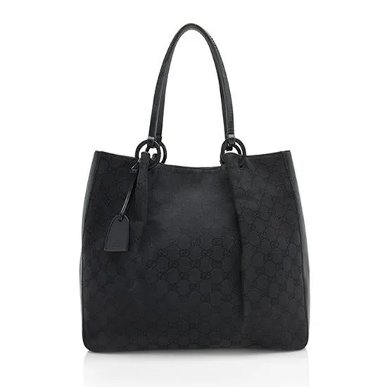 Women Gucci bags with a detachable mobile phone holderGucci GG Canvas Leather Ring Large Tote