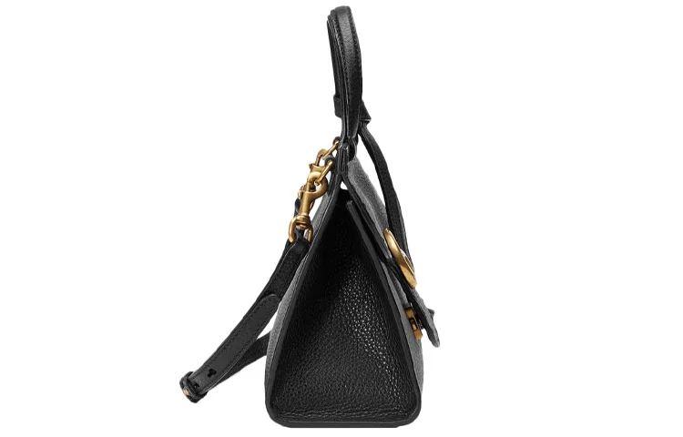 Ladies Gucci shoulder bags with a magnetic - closure flap(WMNS) GUCCI Cowhide GG Marmont Logo Single-Shoulder Bag Black 442622-A7M0T-1000