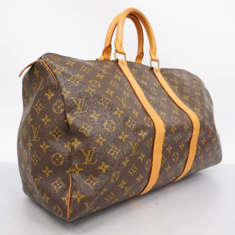 Louis Vuitton bags with a chain - link trim and a leather body for a modern edgeLouis Vuitton Boston Bag Monogram Keepall 45 M41428