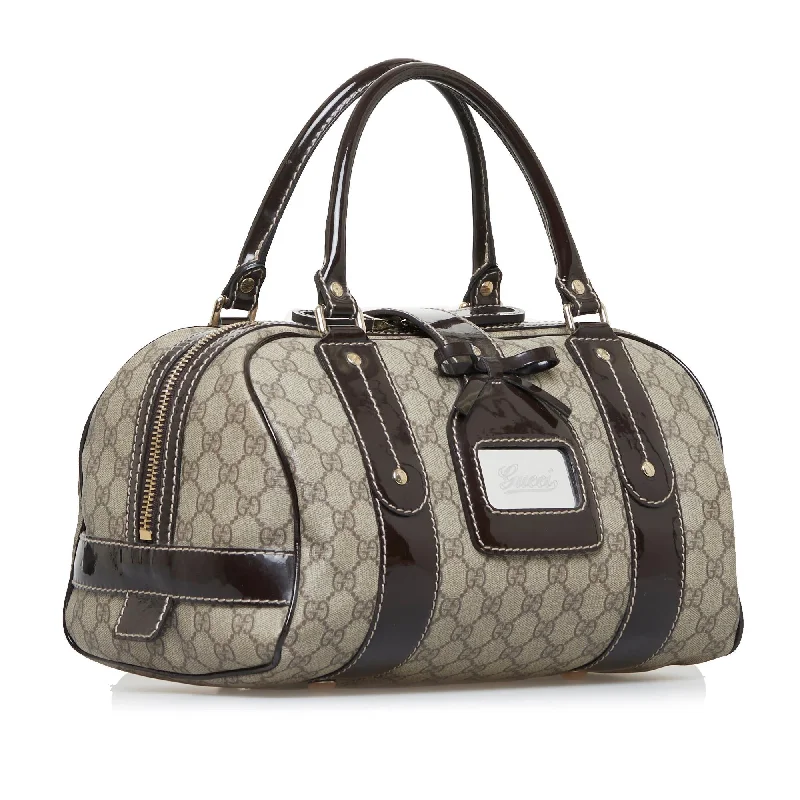 Women Gucci Sylvie bags with a detachable ribbon detailGucci GG Supreme Boston Bag (SHG-2aBLWM)