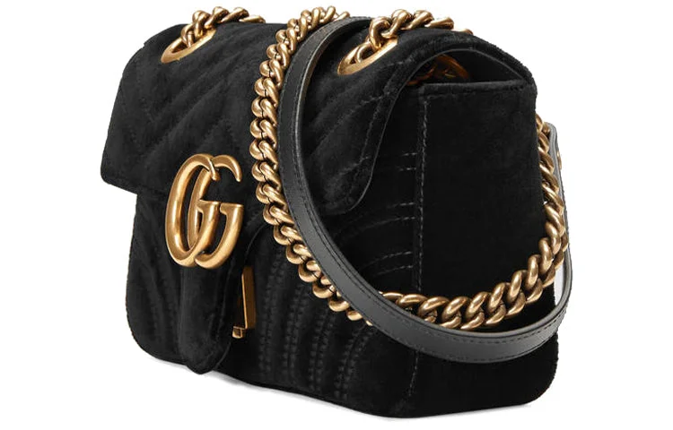 Women Gucci crossbody bags with a printed floral pattern(WMNS) GUCCI GG Marmont ClassicG Crossbody Bag Single Shoulder Bag Black 446744-K4D2T-1000