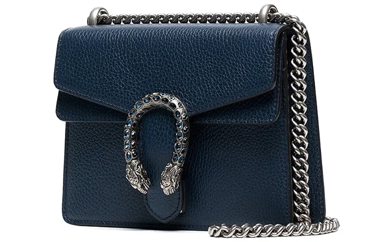 Women Gucci bags with interlocking G hardware for a classic look(WMNS) GUCCI Dionysus Chain Crossbody Bag Single Shoulder Bag Blue 421970-CAOGN-8205