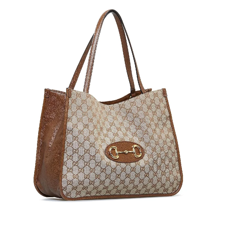 Women Gucci crossbody bags with a woven leather strapGucci GG Canvas Horsebit 1955 (SHG-efXOqF)