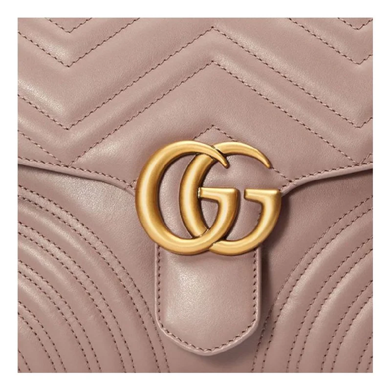 Ladies Gucci shoulder bags with a single - handle design(WMNS) GUCCI GG Marmont Series hand Bag Small Light Pink 498110-DTDIT-5729