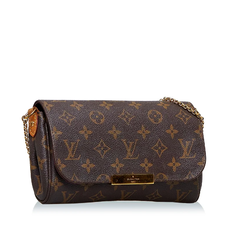 Louis Vuitton bags with a chain - link trim and a leather body for a modern edgeLouis Vuitton Monogram Favorite MM