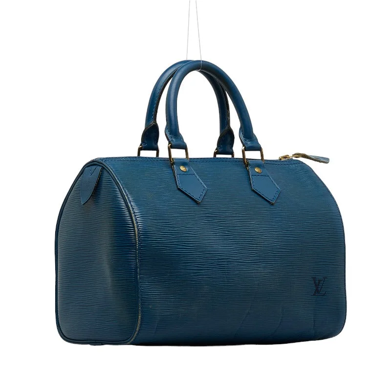 Louis Vuitton bags with a chain - link trim and a leather body for a modern edgeLouis Vuitton Epi Speedy 30 Handbag M43005 Toledo Blue