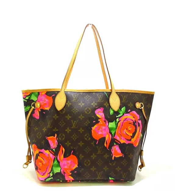 Louis Vuitton bags with a chain - link trim and a leather body for a modern edgeLOUIS VUITTON NEVERFULL MM MONOGRAM ROSE