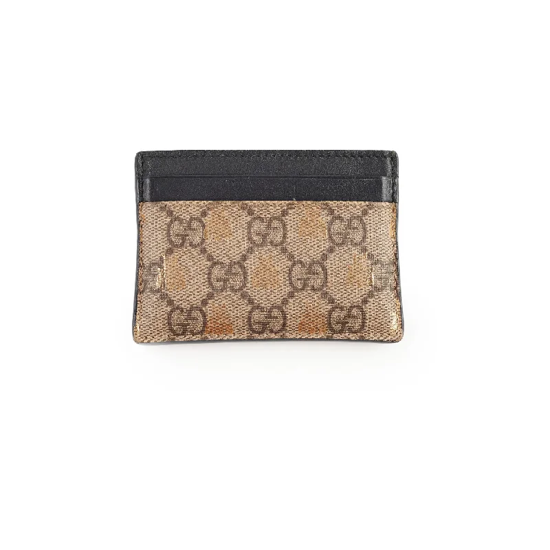 Small - sized Women Gucci shoulder bags for evening outingsGucci GG Supreme Bee Card Holder Wallet