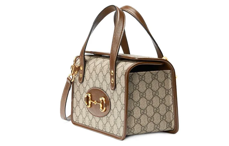 Gucci handbags for women with a beaded trim(WMNS) GUCCI Canvas Horsebit 1955 Old Flower Logo Single-Shoulder Bag Mini Brown 645453-92TCG-8563