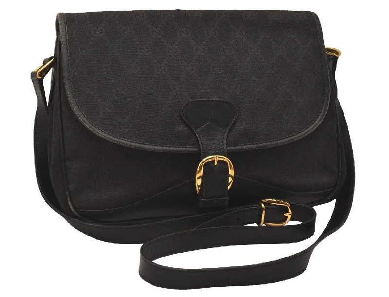 Gucci backpacks for women with a padded laptop compartmentAuthentic GUCCI Shoulder Cross Body Bag GG Canvas Leather Black Junk 8250J