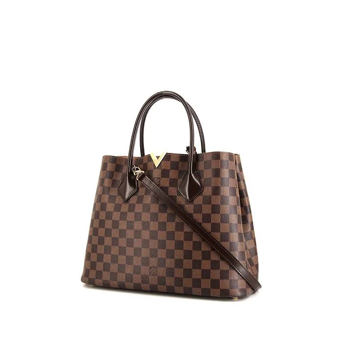 Louis Vuitton bags with a chain - link trim and a leather body for a modern edgeLOUIS VUITTON Kensington Damier Ebene Bag