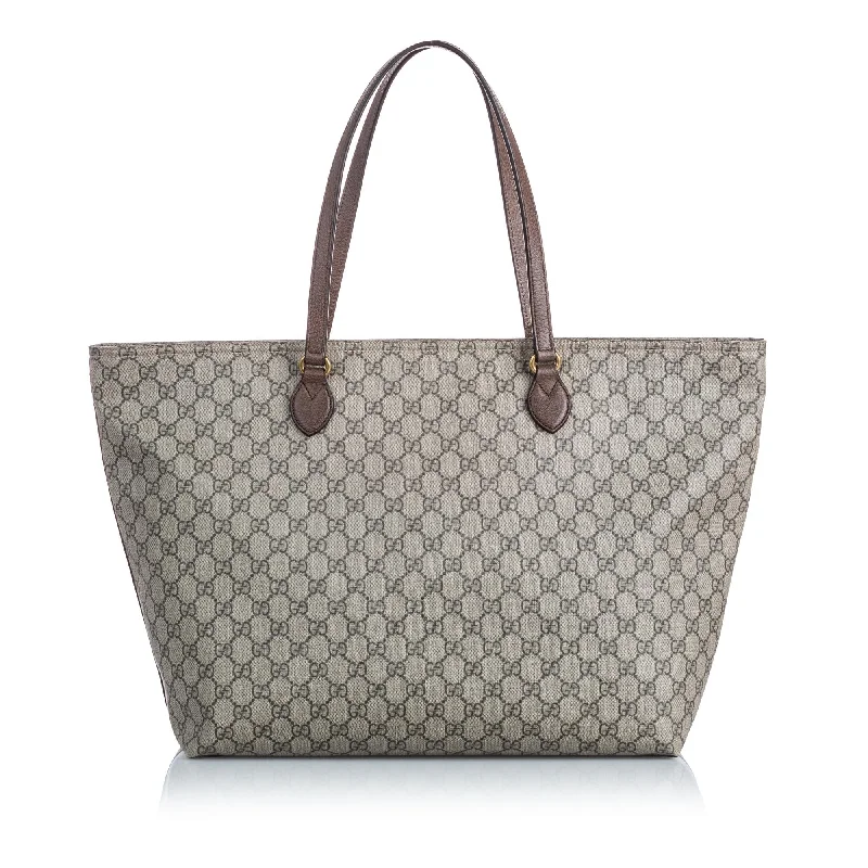 Gucci handbags for women with a back - zip pocketGucci Brown GG Supreme Large Ophidia Soft Tote ITALY