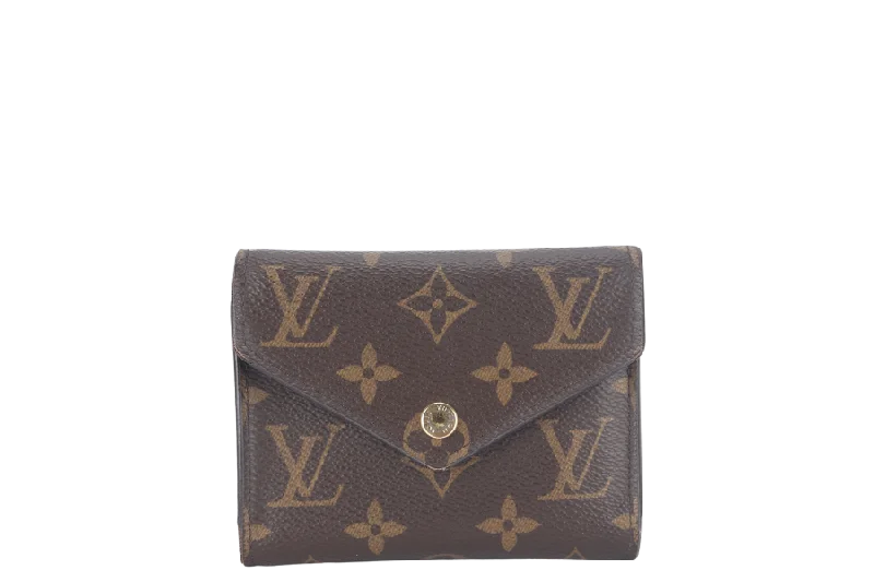 Louis Vuitton bags with a chain - link trim and a leather body for a modern edgeLOUIS VUITTON VICTORINE WALLET (M62472) BROWN MONOGRAM CANVAS GOLD HARDWARE NO DUST COVER