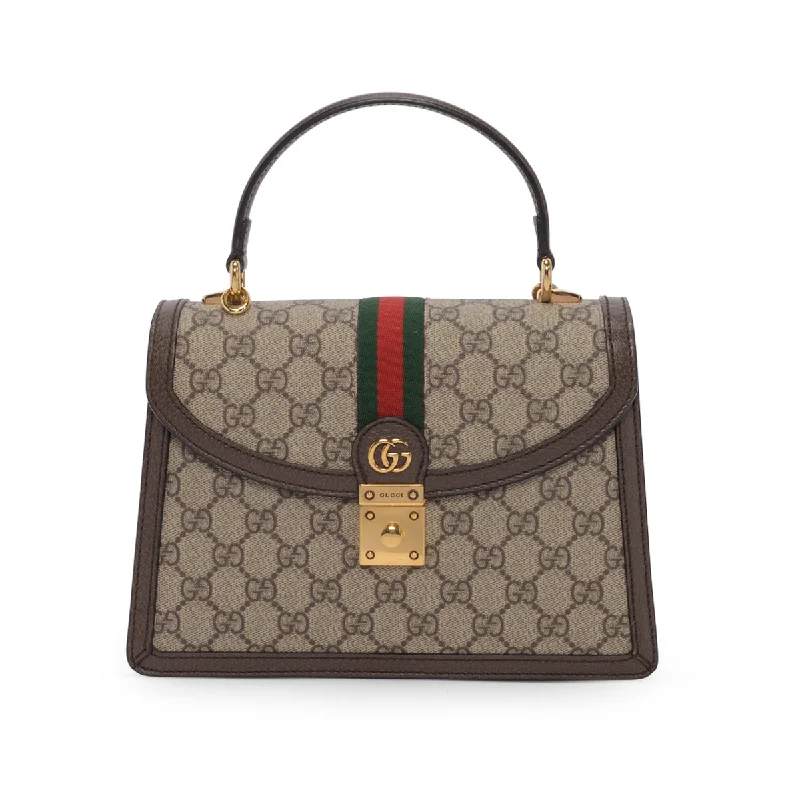 Ladies Gucci shoulder bags with a single - handle designGucci Beige GG Supreme Ophidia Small Top Handle Bag