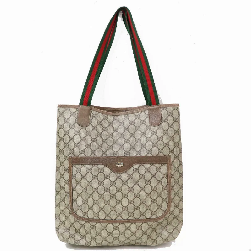 Women Gucci bags with a detachable mobile phone holderBrand Inspired Gucci Tote Bag Brown PVC (SHC1-15518)