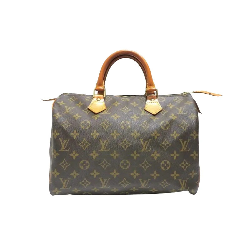 Louis Vuitton bags with a chain - link trim and a leather body for a modern edgeLouis Vuitton Brown Canvas Speedy 30 handbag bag